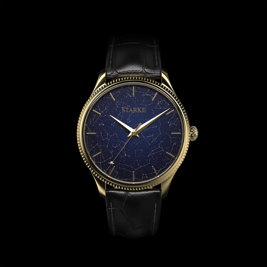EPM Gold, black leather band