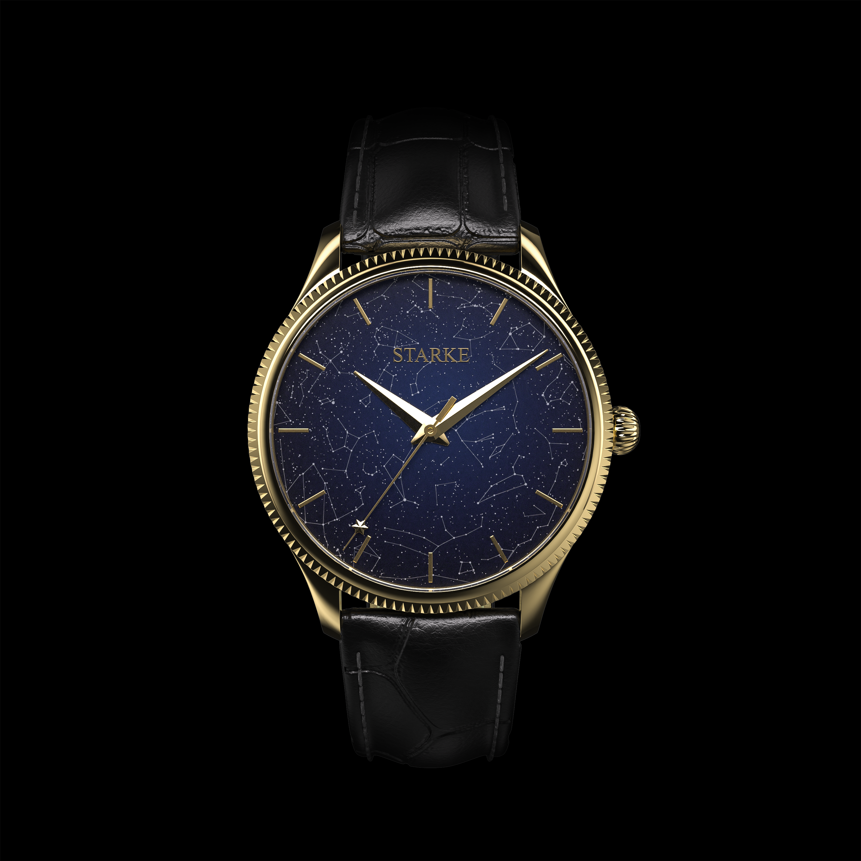 EPM Gold, black leather band