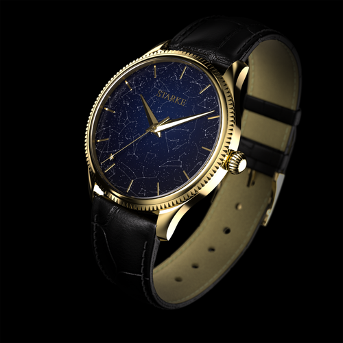 EPM Gold, black leather band