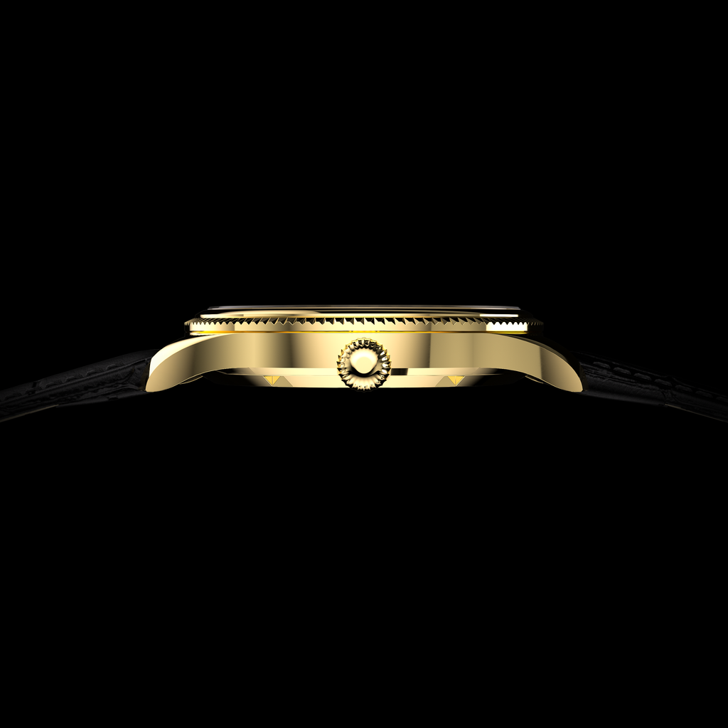 EPM Gold, black leather band