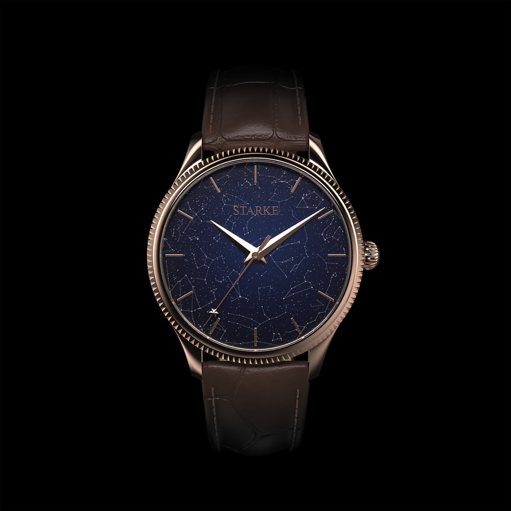 EPM Rose Gold, brown leather band