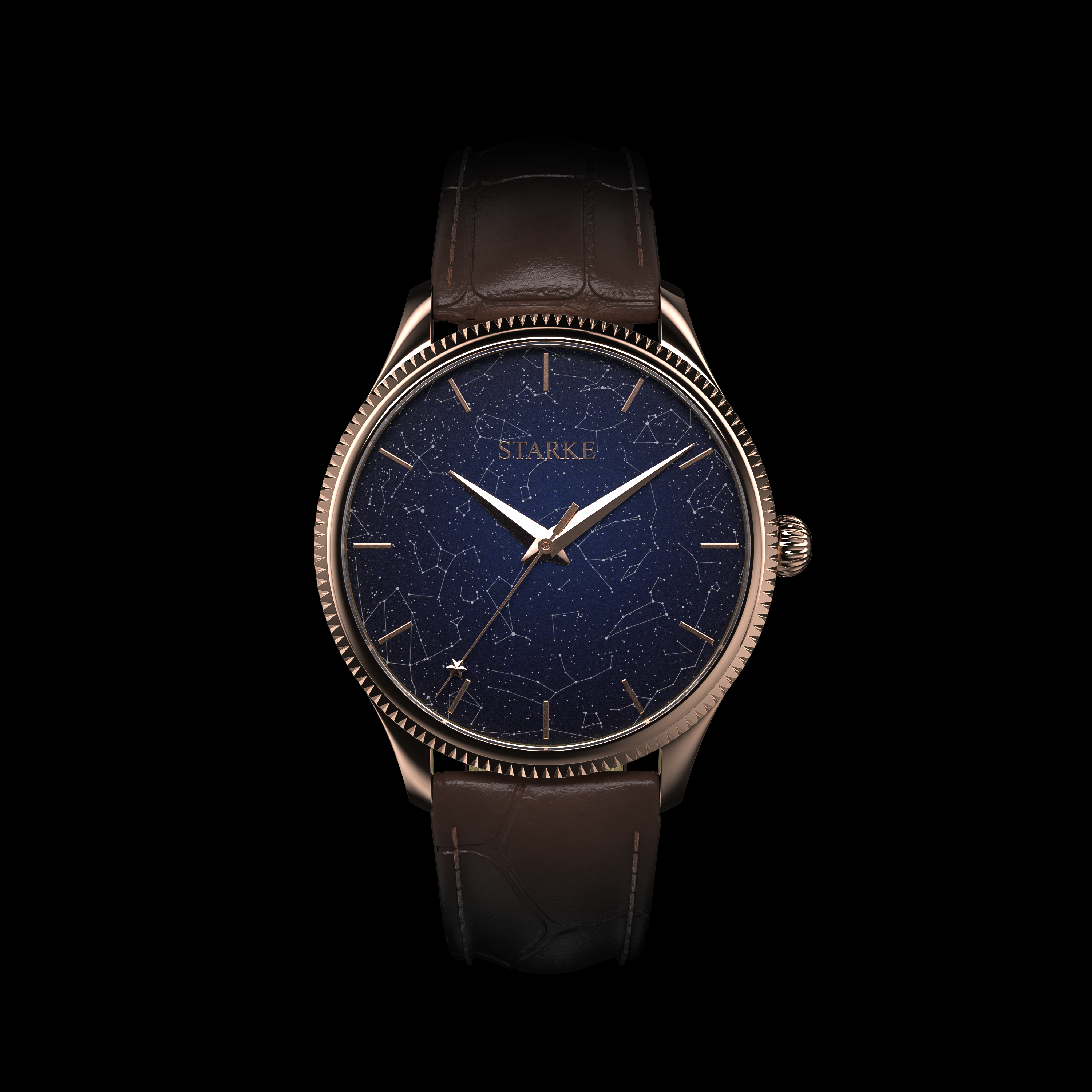 EPM Rose Gold, brown leather band