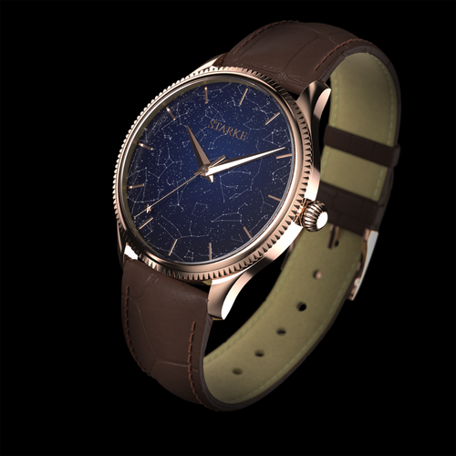 EPM Rose Gold, brown leather band