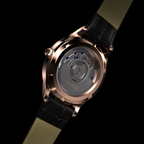 EPM Rose Gold, black leather band