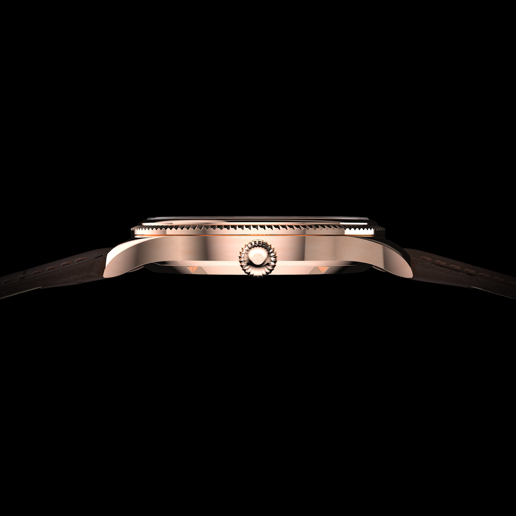 EPM Rose Gold, brown leather band