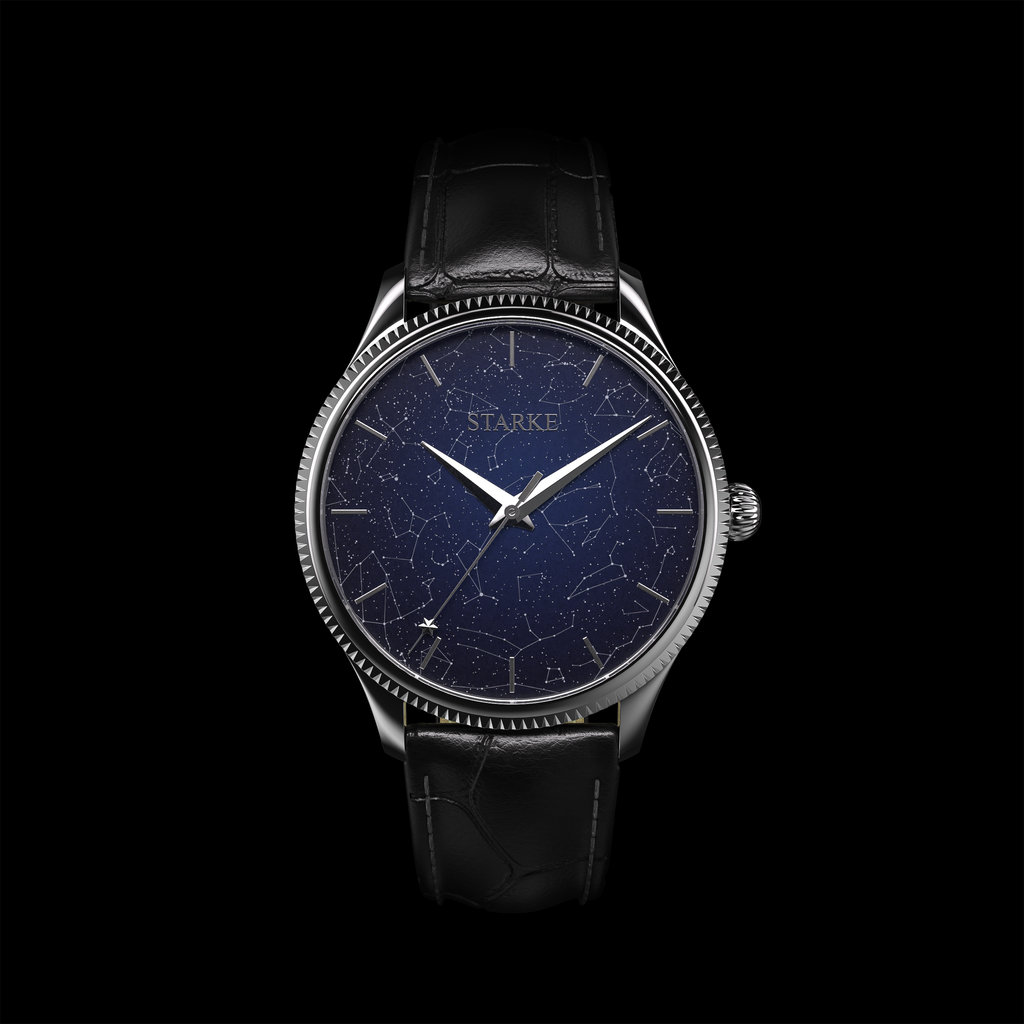 EPM Silver, black leather band