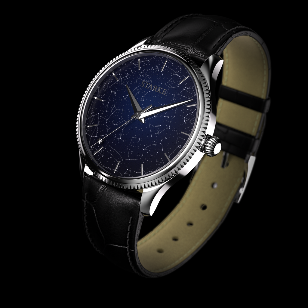 EPM Silver, black leather band