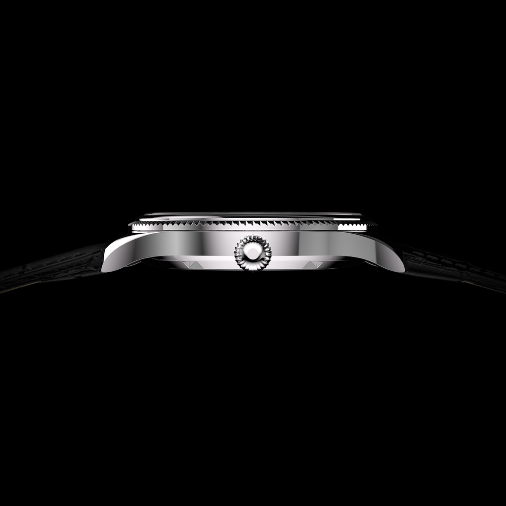 EPM Silver, black leather band