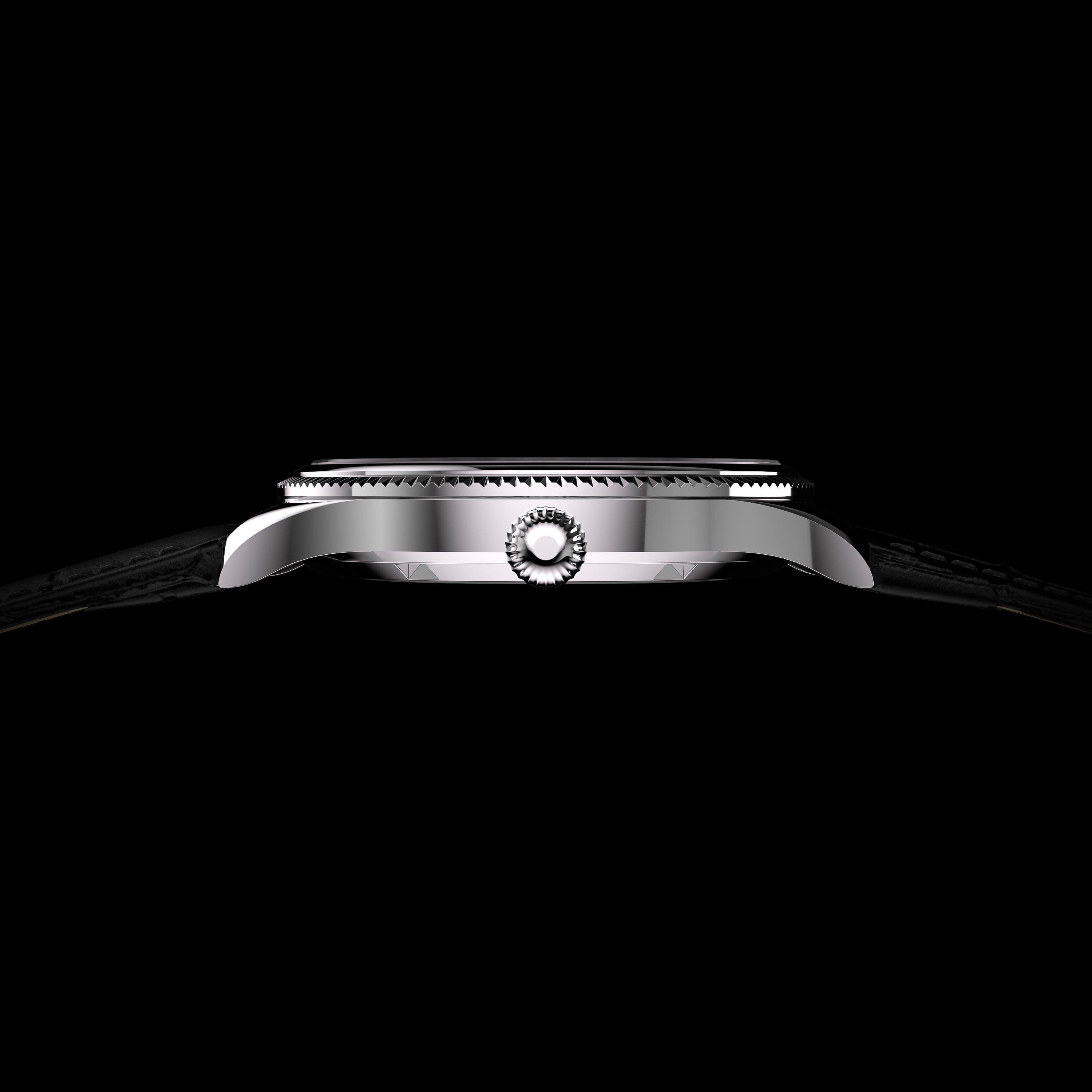 EPM Silver, black leather band